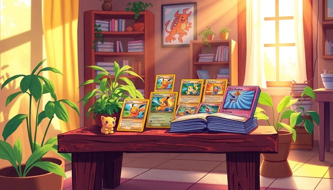 Explore authentic Pokémon cards India displayed on a rustic table with vibrant colors.